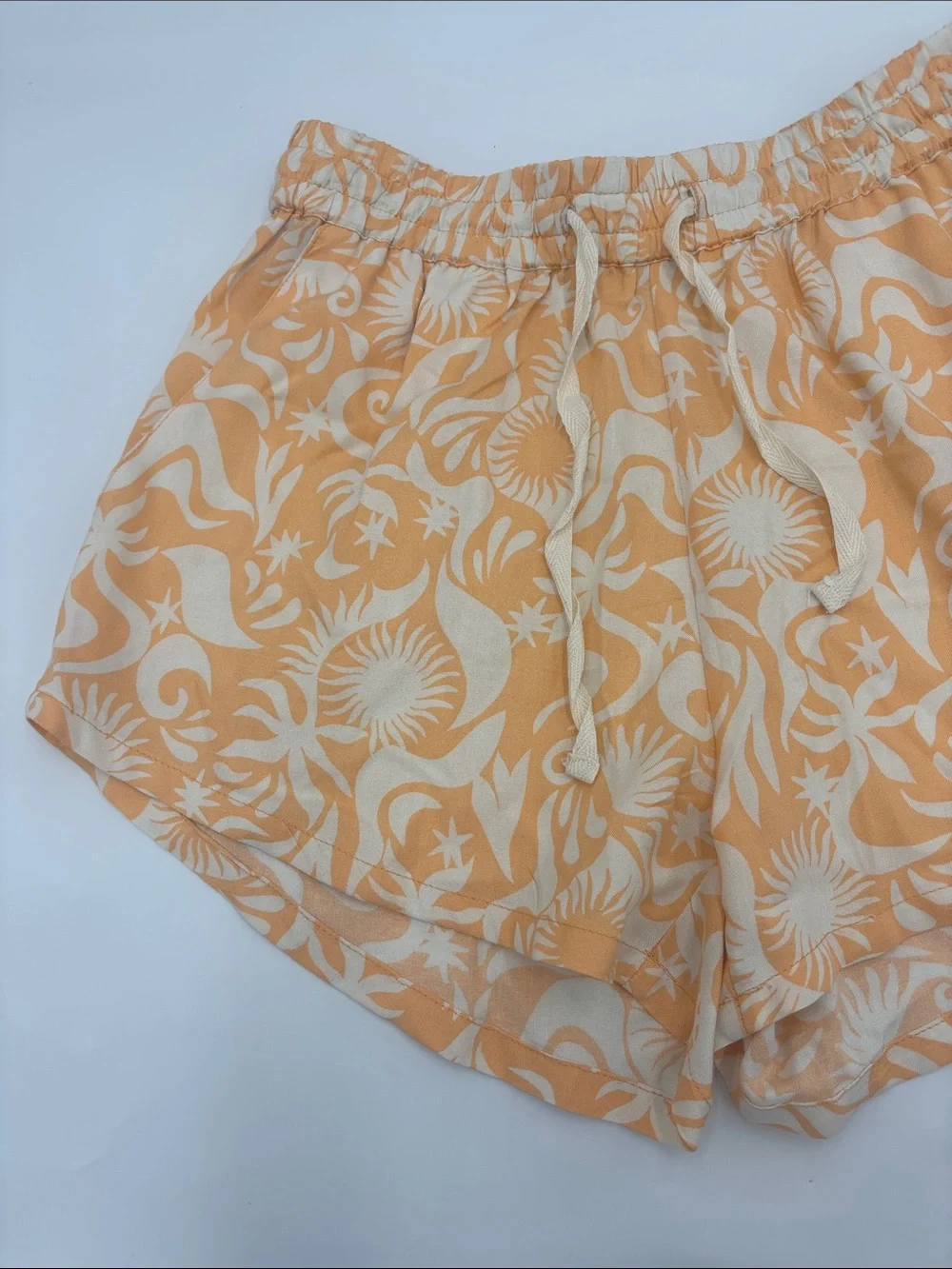Billabong Orange Print Drawstring Shorts